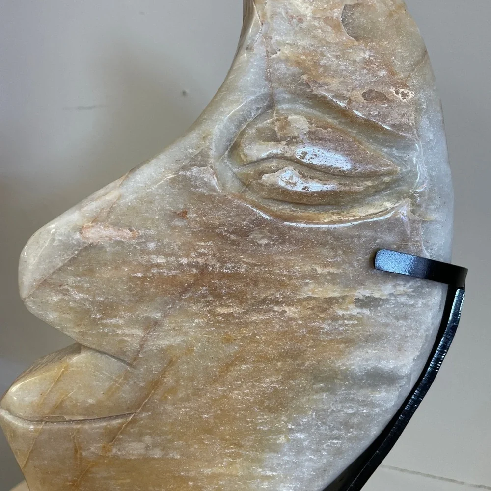 XL 100% NATURAL JASPER MOON W/ custom stand18” high, 9”wide 3” thick 3.9KG 8.7LB - Picture 9 of 9